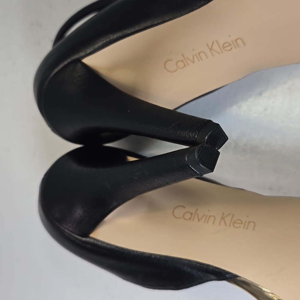 Calvin Klein Black and Gold High Heel Sandals - Picture 11 of 12
